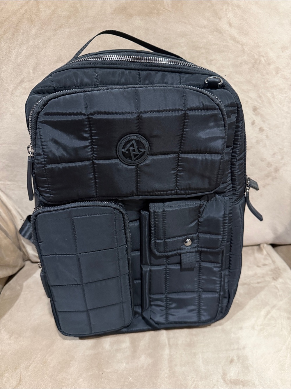 Adrienne Vittadini Venture Collection Quilted Nylon Backpack w/Laptop Sleeve